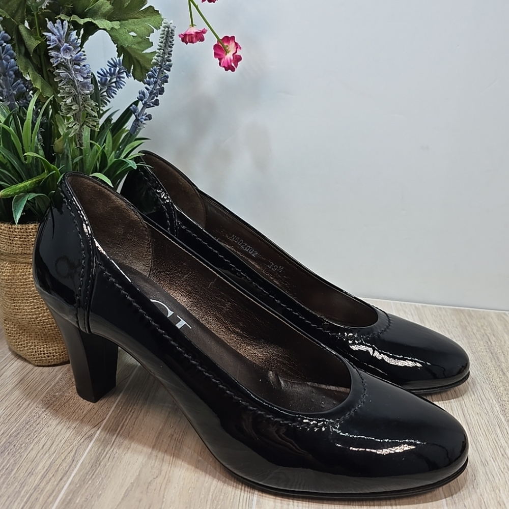 AGL Womens Black Patent Leather Pump Slip On Heel Shoes Size 9 - Picture 12 of 12